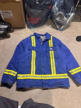 Carhartt FR Flame-Resistant Duck Traditional Coat Reflective Striping Blue XL